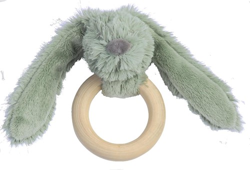 Happy Horse Grünes Kaninchen Richie Beißring aus Holz - 12 cm